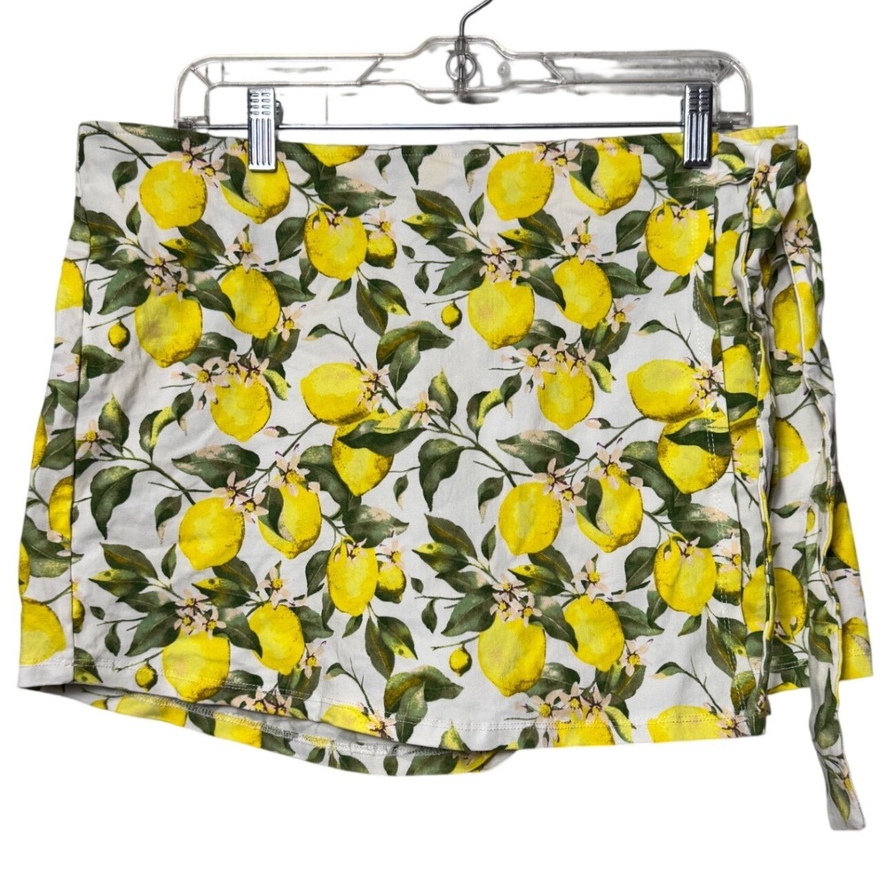Arula Womens 0X Lemon Print‎ Wrap Skort Plus Size Yellow White Fruit 44CG29TNKP